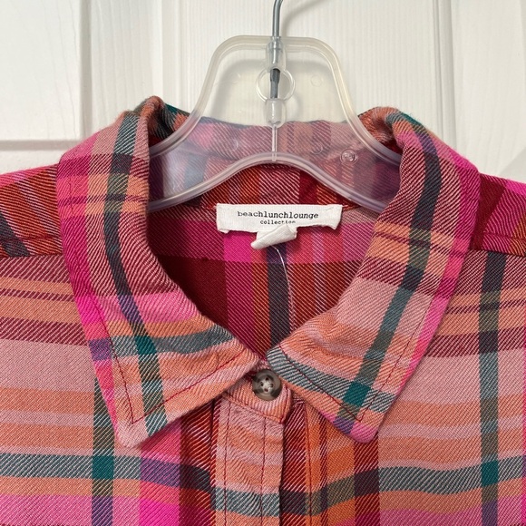 NWOT Beachlunchlounge Livvy Plaid Button Down Shirt S - Picture 10 of 16